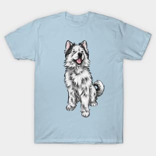 Cute Siberian Husky Dog | Long Hair/ Woolen Coat T-Shirt